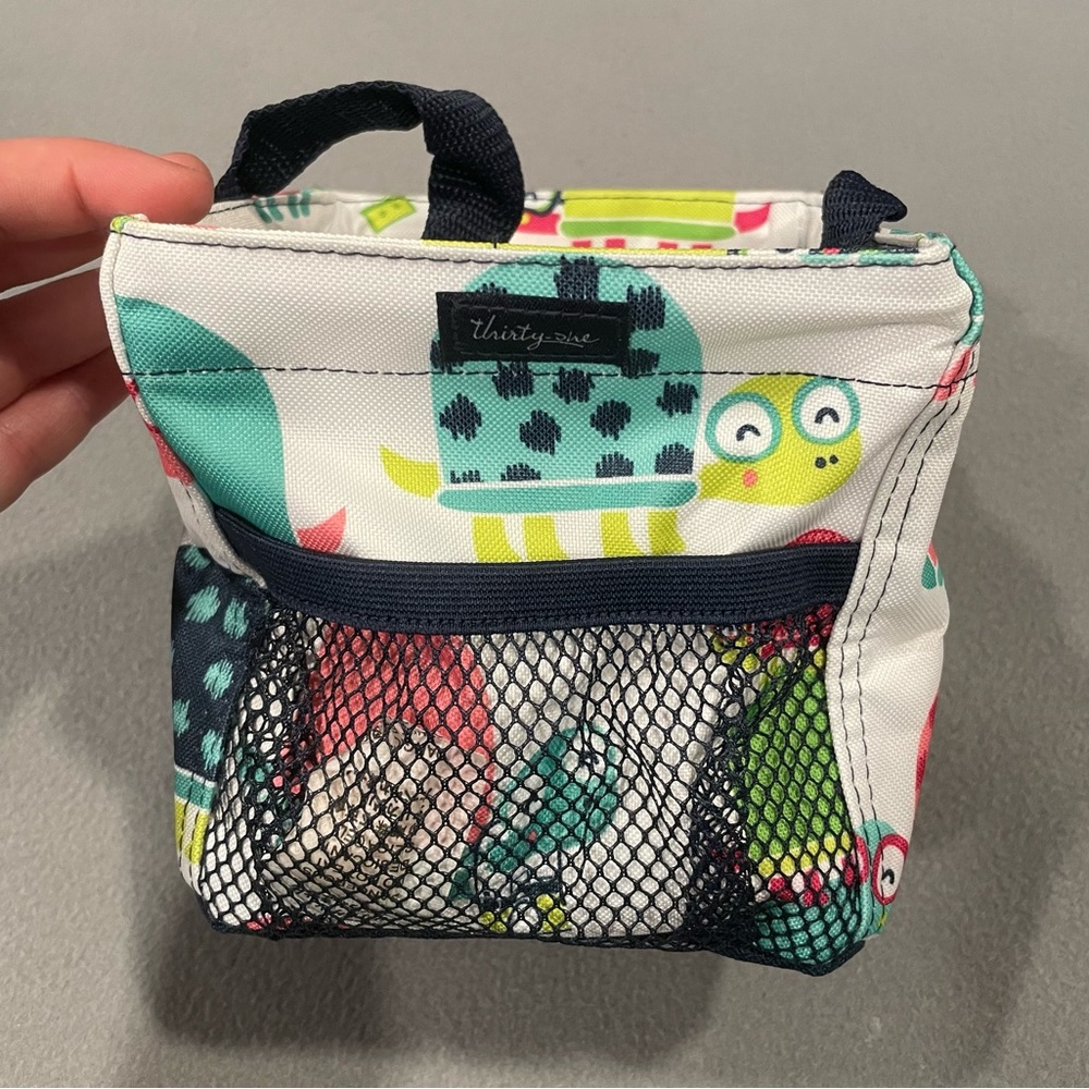 Thirty-One Littles Carry-All Caddy RETIRED Turtle Print Small Square Tote